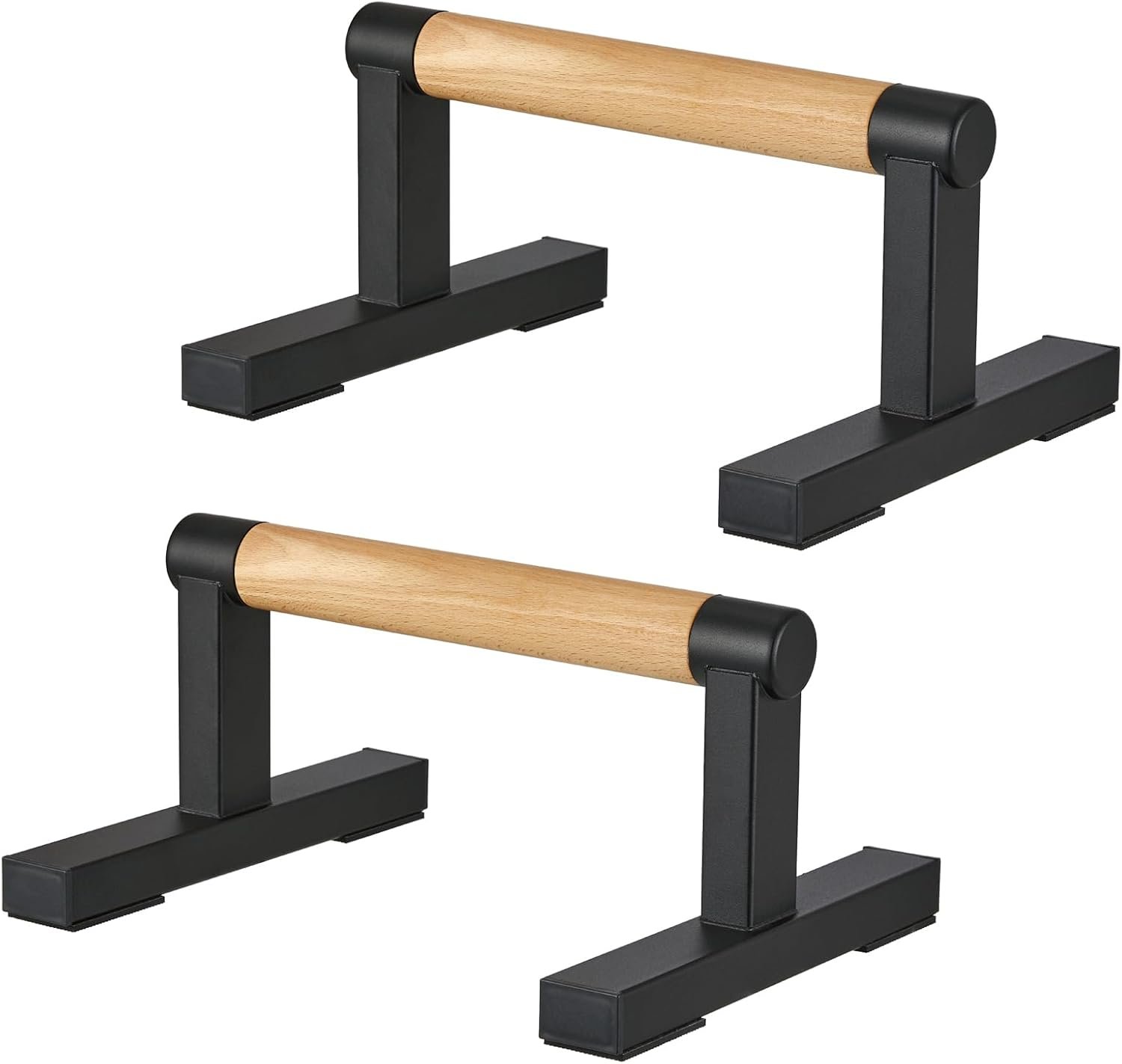1 Pair Wooden Parallettes Push Up Bars for Men, Strength Training Pushup Stands Handles for Home Calisthenics, Fitness, Floor Workouts Solid Wood with White Metal Bracket - Support 500 lbs