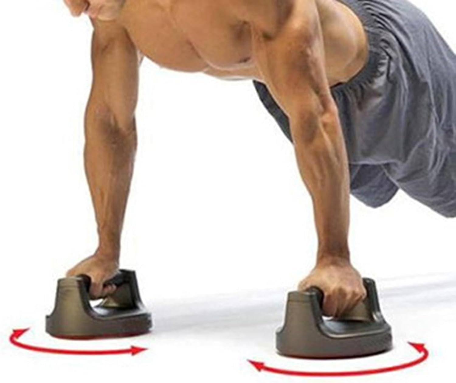 2x Rotating Floor Push Up Handles Push Up Stands for Floor Workout Home Gym - Image 2