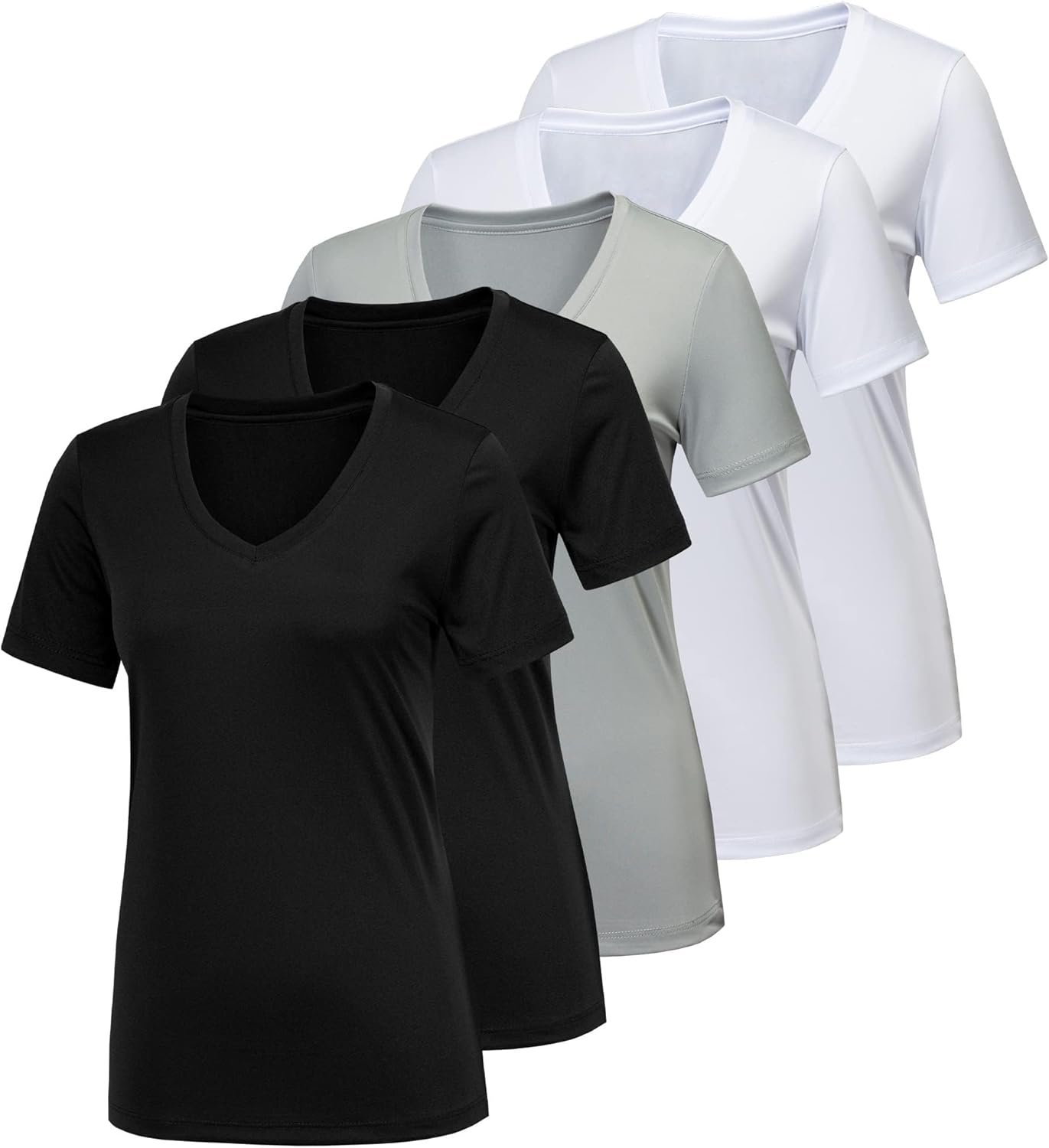 5/7 Pack Workout Shirts for Women, Moisture Wicking Quick Dry Active Athletic Women's Gym Performance T Shirts