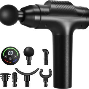 Massage Gun Deep Tissue,Portable Electric Muscle Massager,High Intensity Percussion Massager for Pain Relief with 20 Speeds & LED Screen,Black