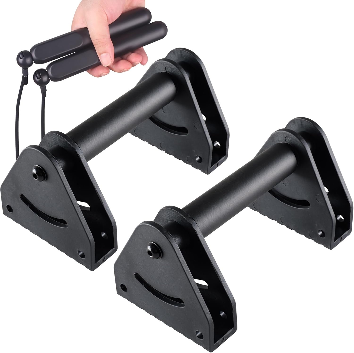 Push-up Stand + a pair of rope skipping. Pushup Bars Non-Slip Base Exercise Home Workout Equipment. Push Up Bar Non-Slip Base Pushup Handles Fitness Push Up Bars for Men & Women with One Pair Of Rope Skipping
