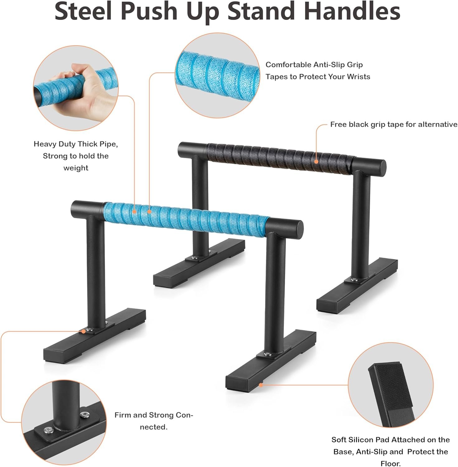 Strength Training Parallettes I-Sit Push Up Bars, Pushup Handles Calisthenics Equipment for Home Workout, Anti-slip Gymnastics Bars, Handstand & Dip Bar for Outdoor Exercise - Image 2