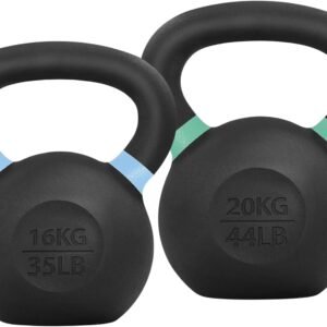 Powder Coated Cast Iron Kettlebell Strength Training Kettlebells Weight Set for Full Body Workout, Home Gym