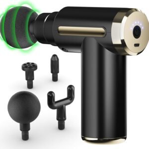 Massage Gun Deep Tissue for Pain Relief with 4 Massage Heads & 6 Speeds, Electric Mini Handheld Body Massager for Any Pain Relief, Best Gifts for Dad and Mom