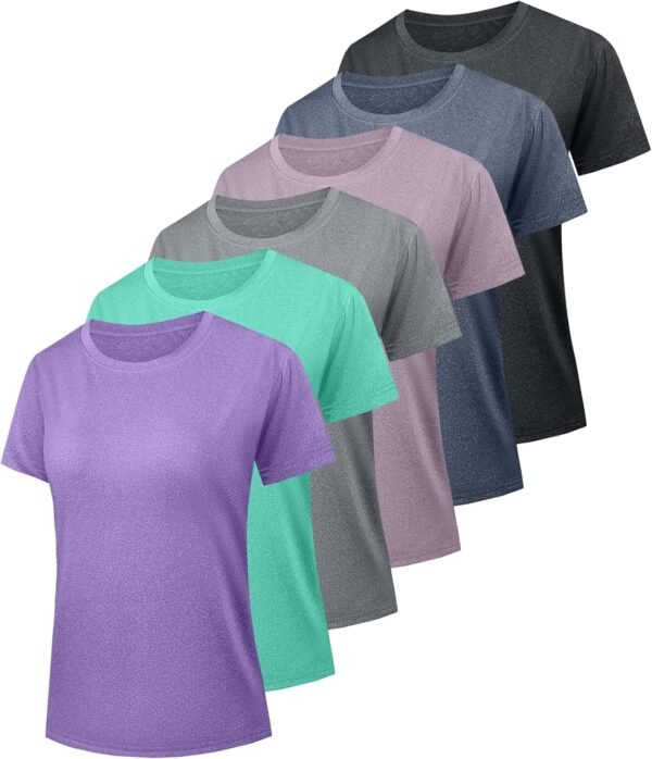 5/6 Pack Women's Dry Fit Workout Top Short Sleeve Athletic Yoga Tee T-Shirts UPF 50+ UV Sun Protection Swim Shirts