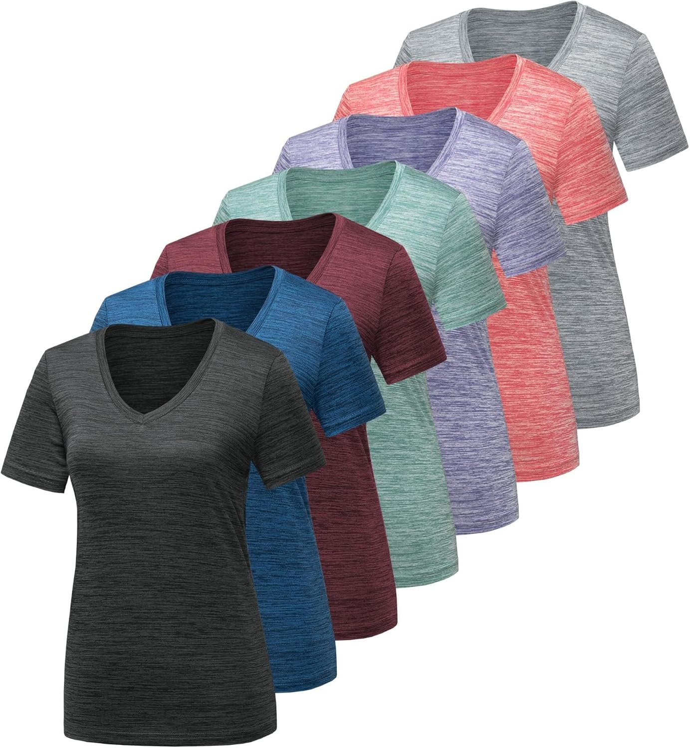 5/7 Pack Workout Shirts for Women, Moisture Wicking Quick Dry Active Athletic Women's Gym Performance T Shirts